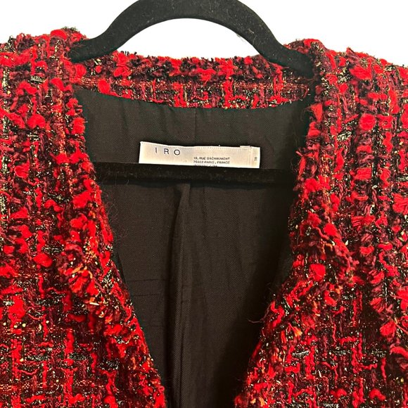 IRO Wool Blend boucle red gold metallic jacket Size 38 (US 6) - Picture 3 of 6